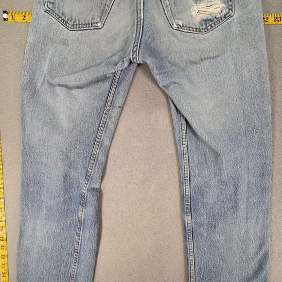 Levis 501 Jeans Womens Made in USA Blue Straight Button Fly Distressed 26x28 - Picture 16 of 16